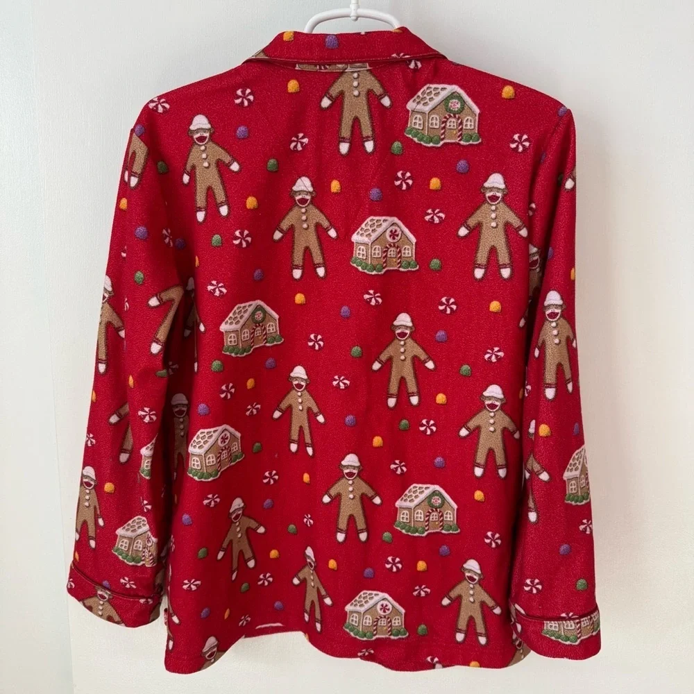 Nick & Nora Red Gingerbread House Sock Monkey Christmas Pajama Set XL/(14/16)